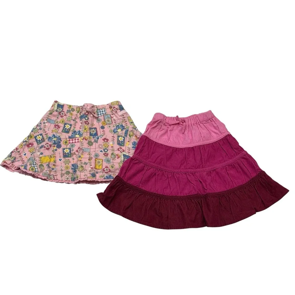The Childrens Place Skirt Set 4T Pink Tiered Cordury Maxi Floral Midi Ruffle